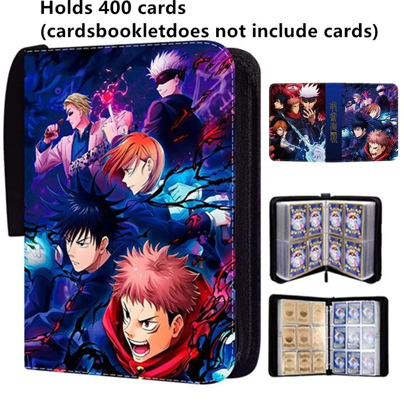 400pcs/900pcs Jujutsu Kaisen Card Album Book Folder 4/9 Card Slots Collections Zipper Double Pocket Zipper Card Binder Holder