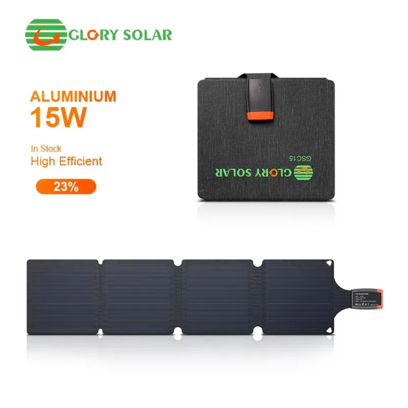 Solar 15W Folding Portable Charger Small Mini 5V Solar Phone Charger for Mobile Devices
