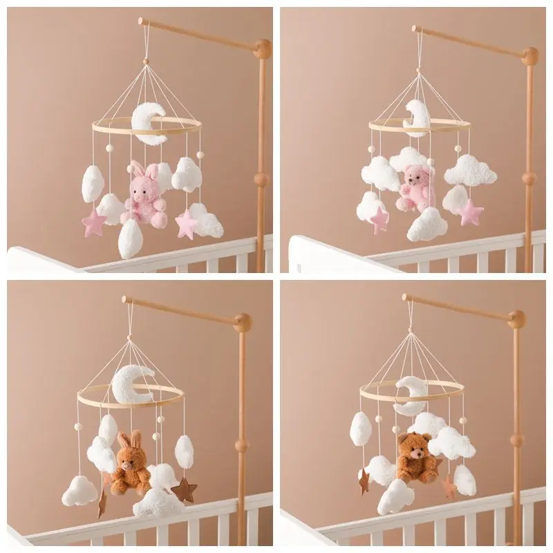 

Baby Bed Bell Lambhair Mobile Hanging Toy 0-12 Months Newborn Crib Mobile Rattle Toy Cartoon Bear Bunny Pendant Toy Infant Gift