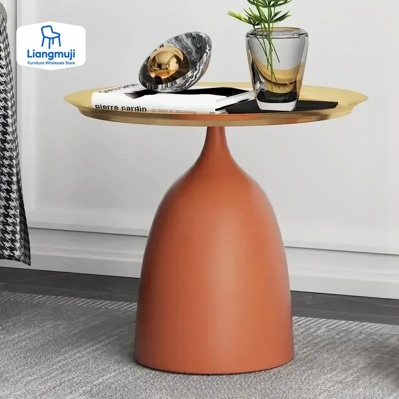 

Living Room Iron Side Table Small Coffee Table Balcony Creative Coffee Table Nordic Minimalist Round Living Room Side Tabless