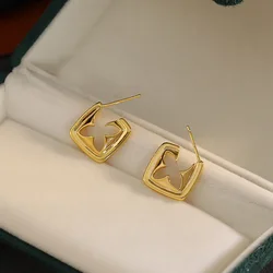 2024 European American Minimalist Brass Metal Design 18KGold Plating Earring Fashion Temperment Person Daily Wear For Women Gift