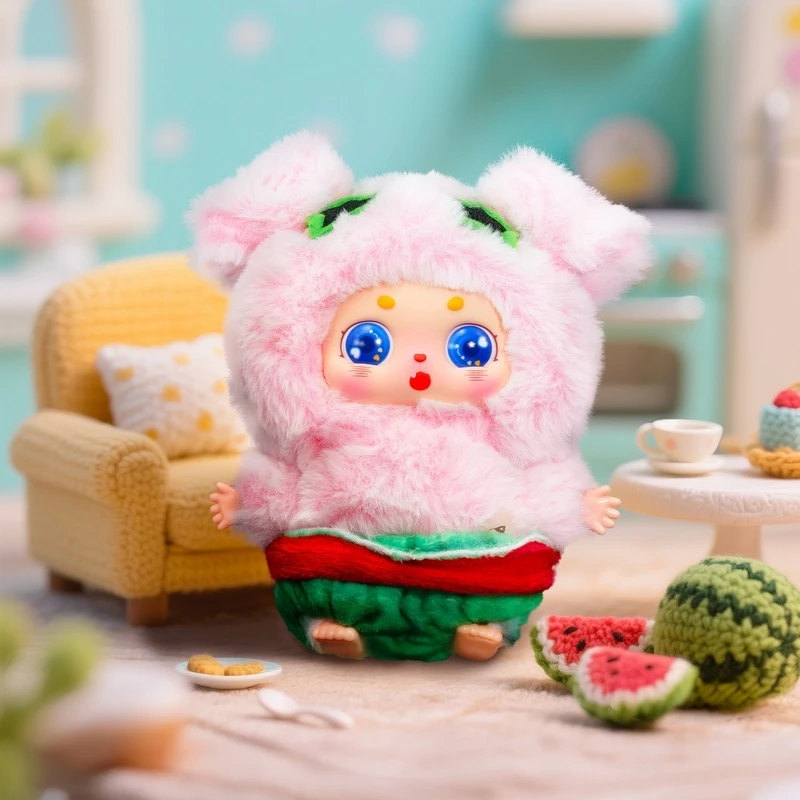 정품 재고 베이비 쓰리 리틀 처비 빈 오늘 뭐 먹어야 할까요 시리즈 블라인드 박스 귀여운 비닐 플러시 인형 백팩 펜던트 선물