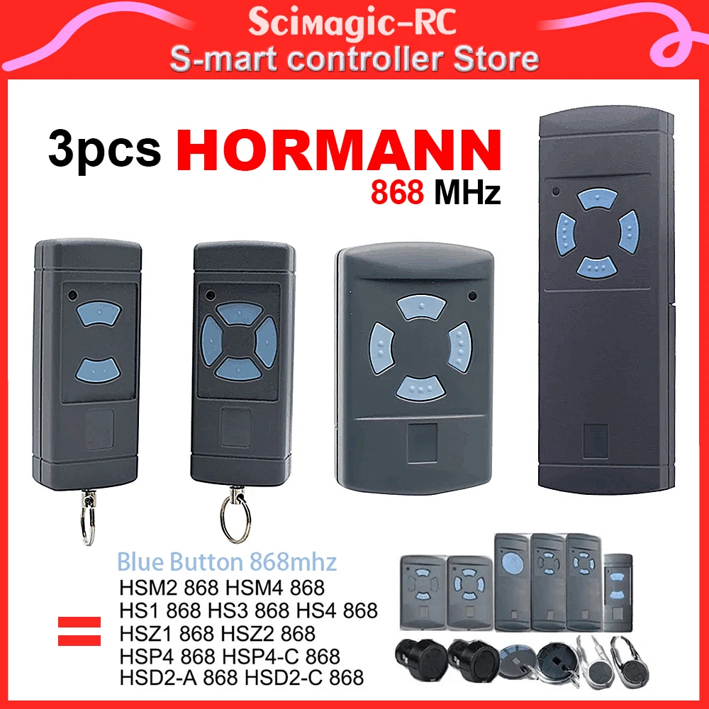 3pcs 868.35MHz Hormann Garage Door Remote Control for Clone HORMANN HSM2 HSM4 HS1,HS2,HS4 ,HSE2,HSE4,HSZ1,HSZ2,HSP4,HSP4-c