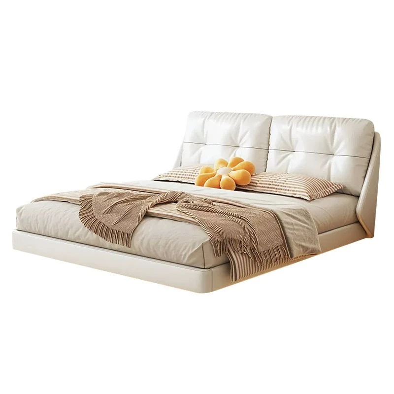 أثاث غرفة نوم حديث من الخشب الصلب مقاس مزدوج لعام 2024، سرير معلق لغرفة نوم عائلية خشبية بسيطة