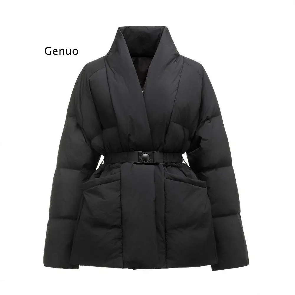 2026 Winter Women's Fashion Longline Relaxed Fit Cotton Padded Jacket Patchwork Minimalist Artistic Commute Office Wear