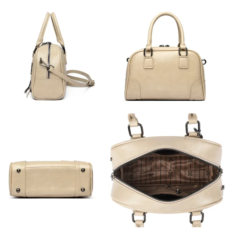 حقائب كتف نسائية ذات علامة تجارية فاخرة جديدة بلون سادة حقائب يد ريترو ذات سعة كبيرة من جلد البولي يوريثان حقيبة سفر #6