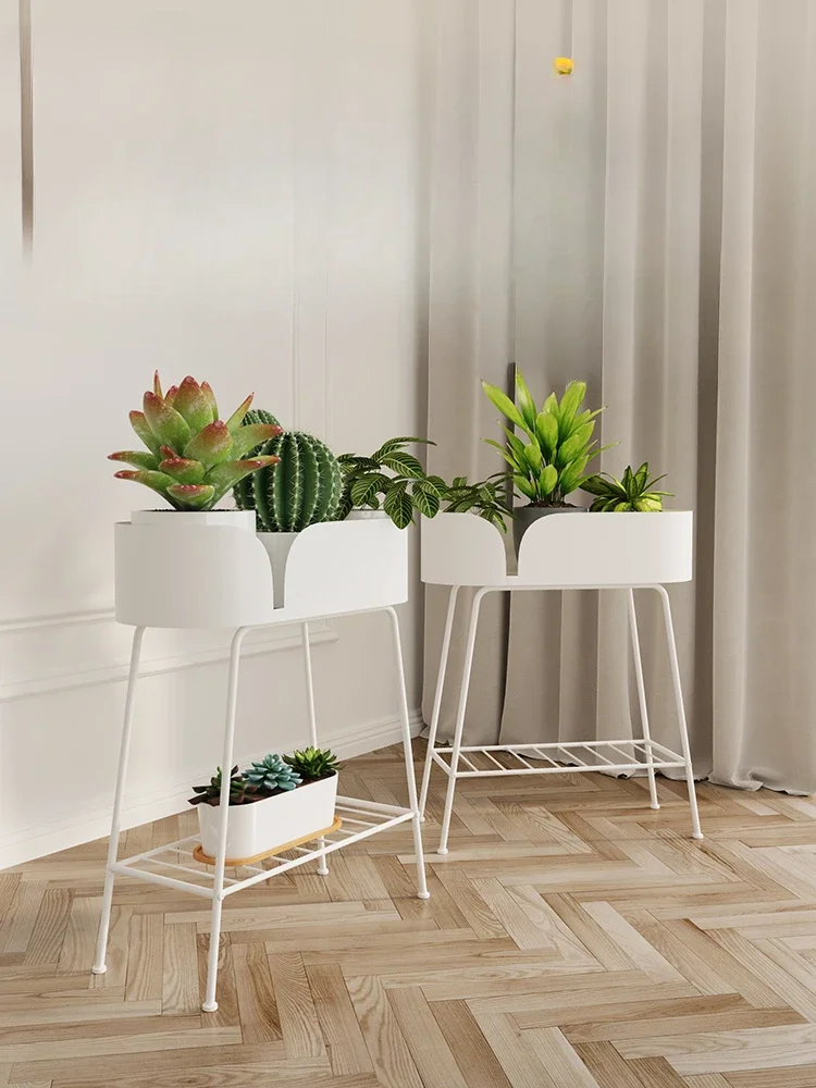 

Nordic simple plant shelves, light luxury, multi-layer floor stands, wrought iron balcony flower pot shelves, succulent shelves