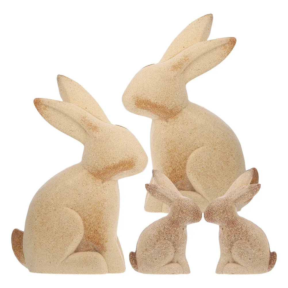 

4Pcs Wooden Animal Decor Unfinished Wood Bunny Flat Smooth Surface DIY Crafts Mini Bunny Figure Desk Decoration Party Handcraft