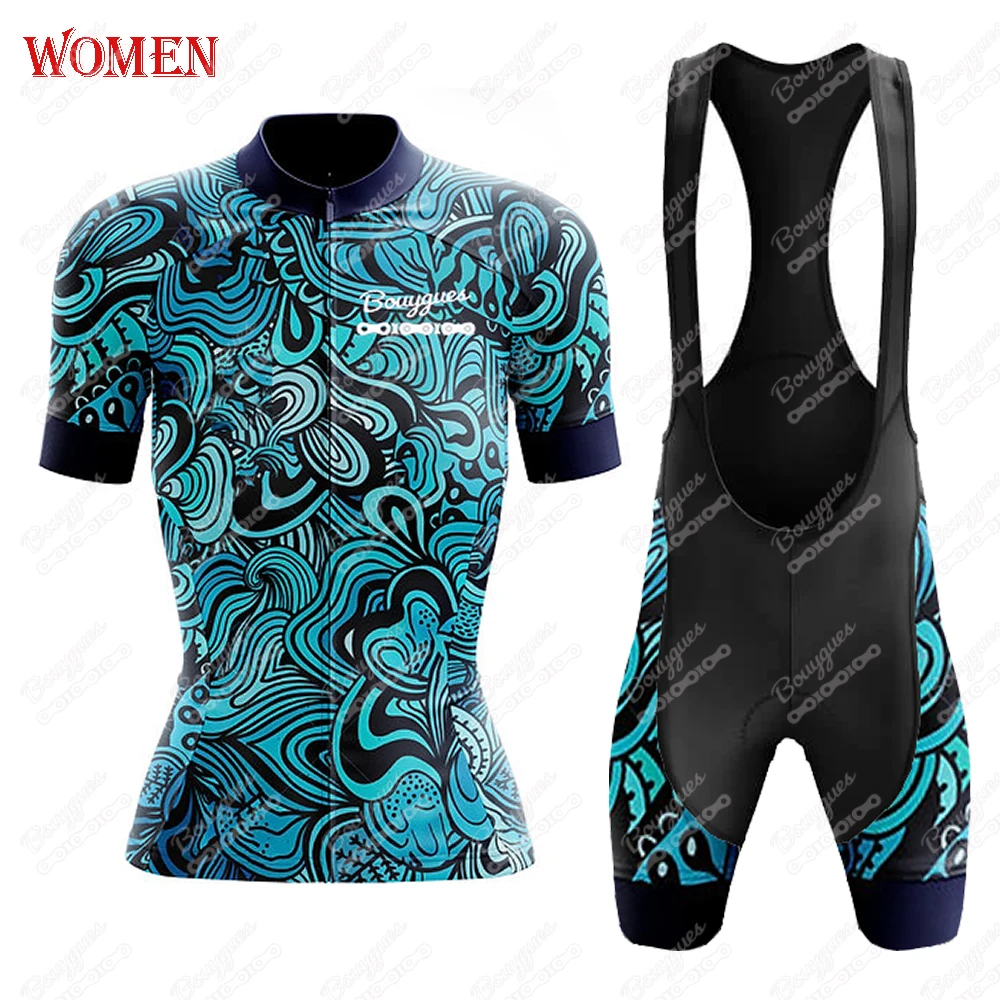 NEW Color Style Women Cycling Jerseys Sets MTB Cycling Clothing Breathable PRO Mountian Bicycle Clothes Bike Wear BOUYGUES