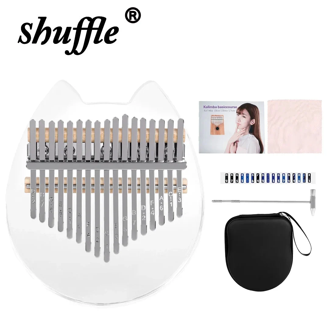 17 Keys Thumb Piano With Eva Bag Crystal Kalimba Acrylic Finger Piano Gifts For Kid Adult Beginners With Tuning Hammer Parts