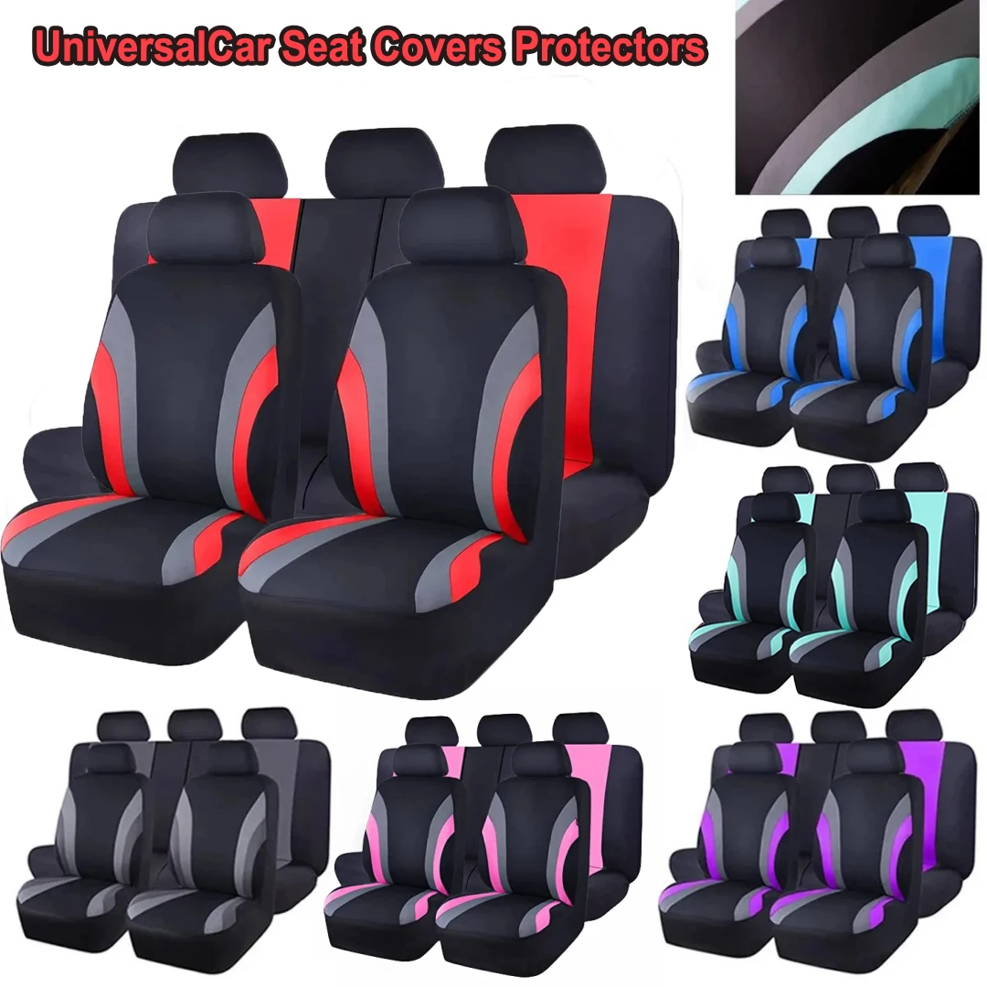 

Universal Car Sport Style Seat Covers Polyester Fiber Seat Protectors Unisex Fits Most Cars SUV Car Interior Accessories