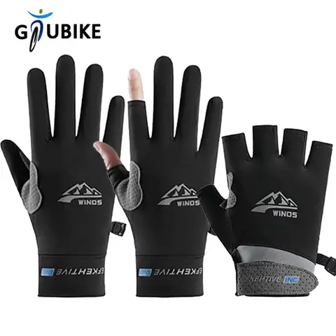 GTUBIKE 낚시 장갑 얼음 실크 터치 스크린 미끄럼 방지 피트니스 UV 보호 장갑 남성 여성 사이클링 여름 오토바이 장갑