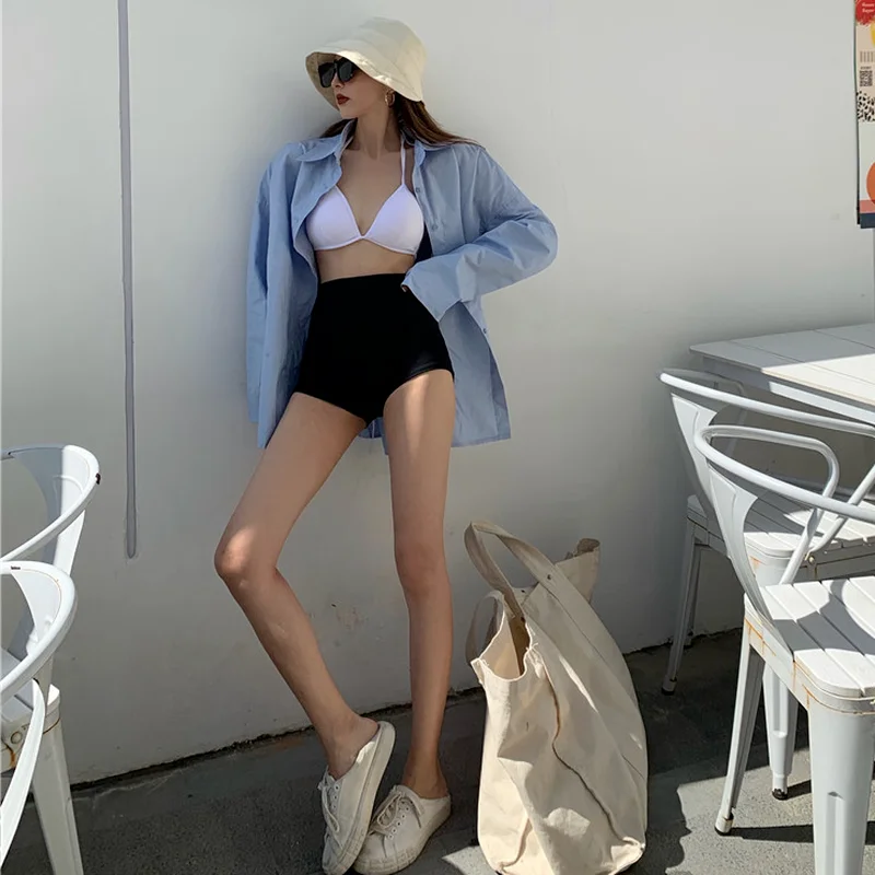 شورت نسائي قابل للتمدد يناسب الجميع أسود كاجوال نحيل صيفي مثير للسيدات عالي الخصر مجموعة جديدة أنيقة للكلية يوميًا #5