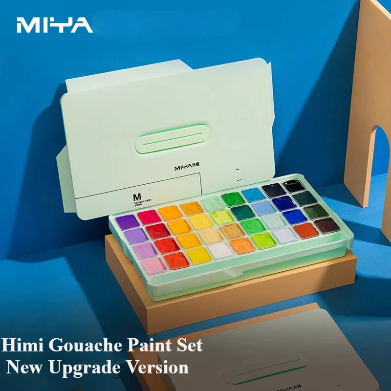 HIMI Juego de pintura Gouache, 24 colores x 30 ml, diseño único de taza de gelatina, perfecto para principiantes, estudiantes, artistas, pintura sobre lienzo de papel