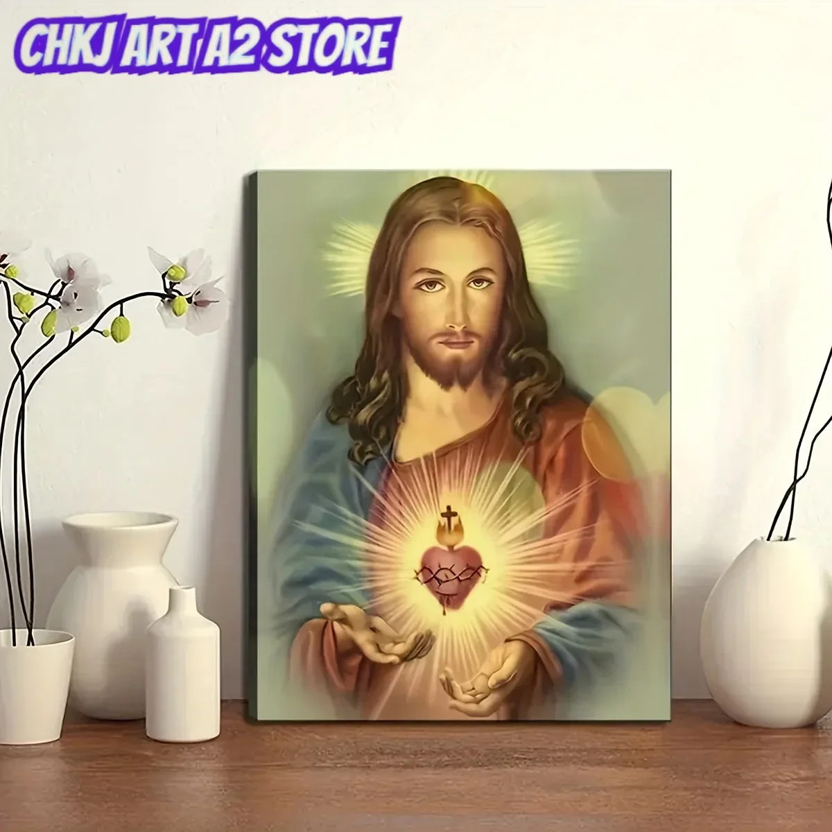 1pc Abstract Canvas Painting Jesus Holy Heart Wall Art Poster Divine Mercy Catholic Christian Picture Home Decor No Frame