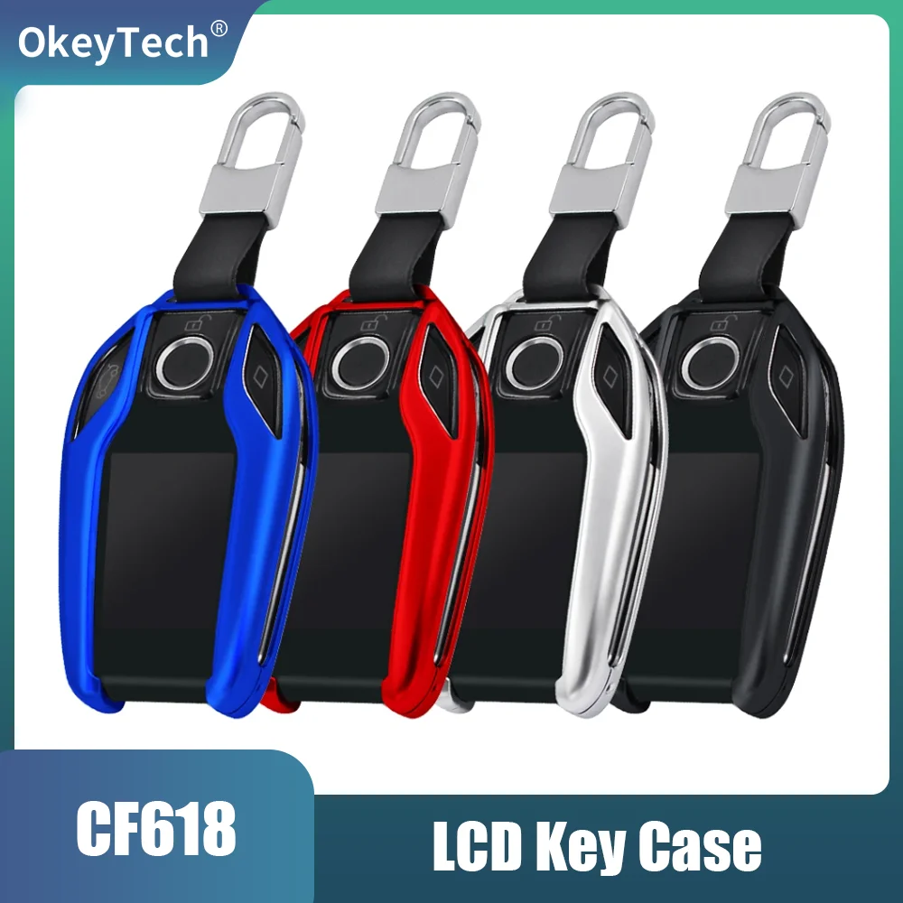 Okeytech CF618 Cover Case Protector LCD Smart Remote Car Key Cover Fob Chain Case CF618 Key Shell for Protection