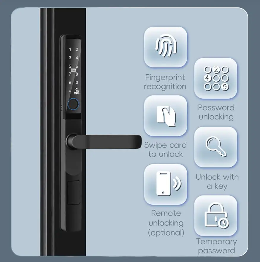 Tysh à prova dwaterproof água ao ar livre impressão digital tuya app cartão código keyless inteligente fechadura da porta eletrônica alumínio/vidro deslizante