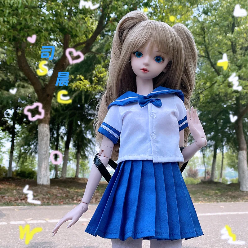 1/3 Scale School Uniform Outfit for 60cm Fashion Dolls - Campus-Style Doll Clothes Set