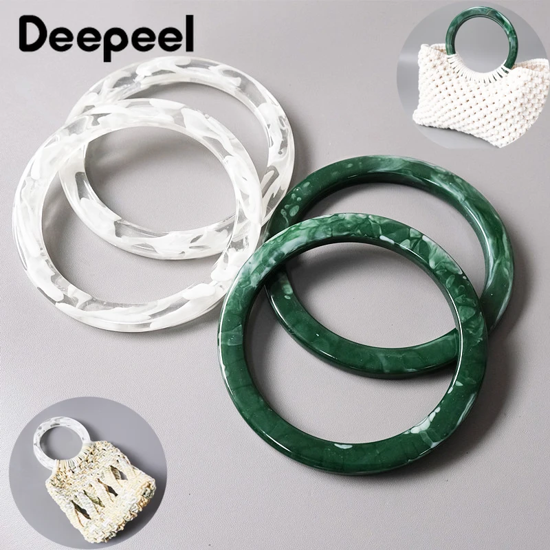 2Pcs Deepeel 9cm Acrylic Round Bag Handle Resin Ring for Purse Handbag Crochet Bags Handles Woven-Bags DIY Handmade Accessories