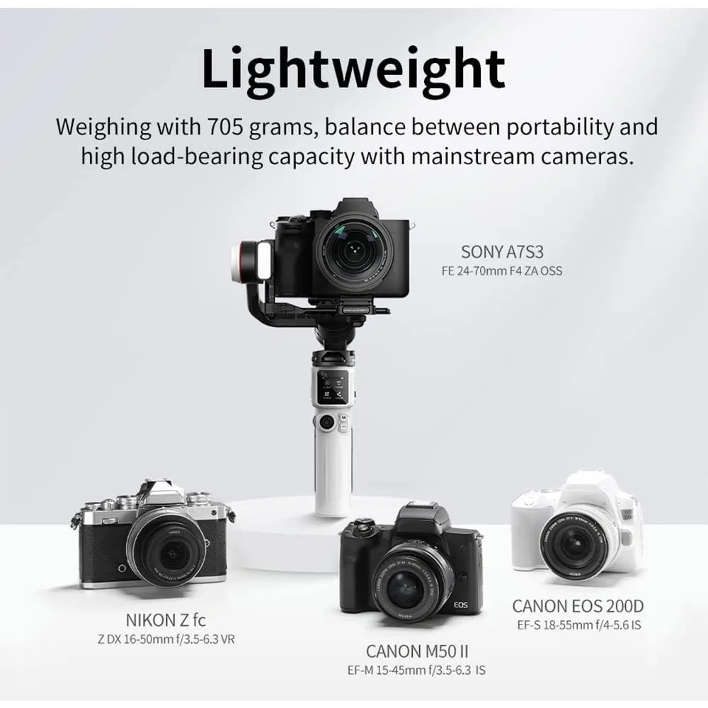 جودة عالية - مثبت Gimbal 3 محاور محمول الكل في تصميم واحد، شحن سريع. قم بتصوير أطول، وضوح مذهل لطلقتك
