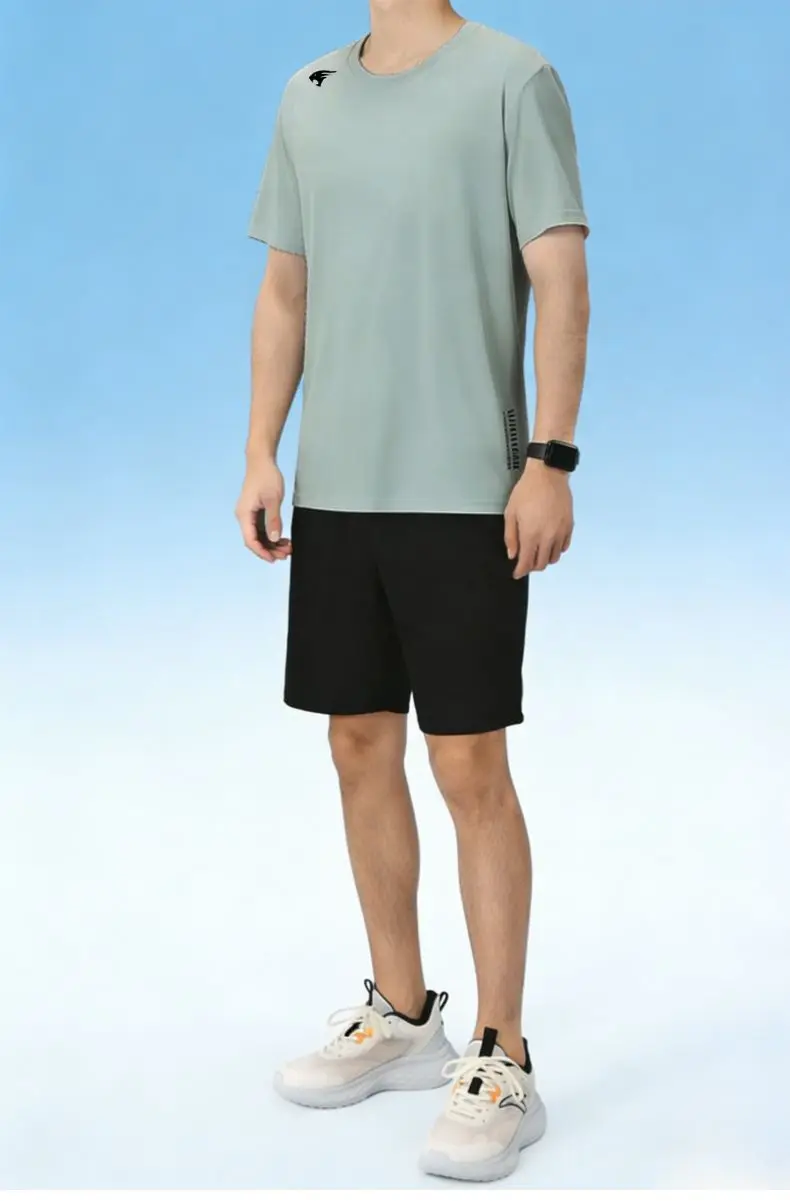 Schweißableitende Schnelltrocknende Herren-Laufshirts für Feuchte Sommertage Eisseide Atmungsaktive Mesh-Sportoberteile UV-Schutz – Detail 5