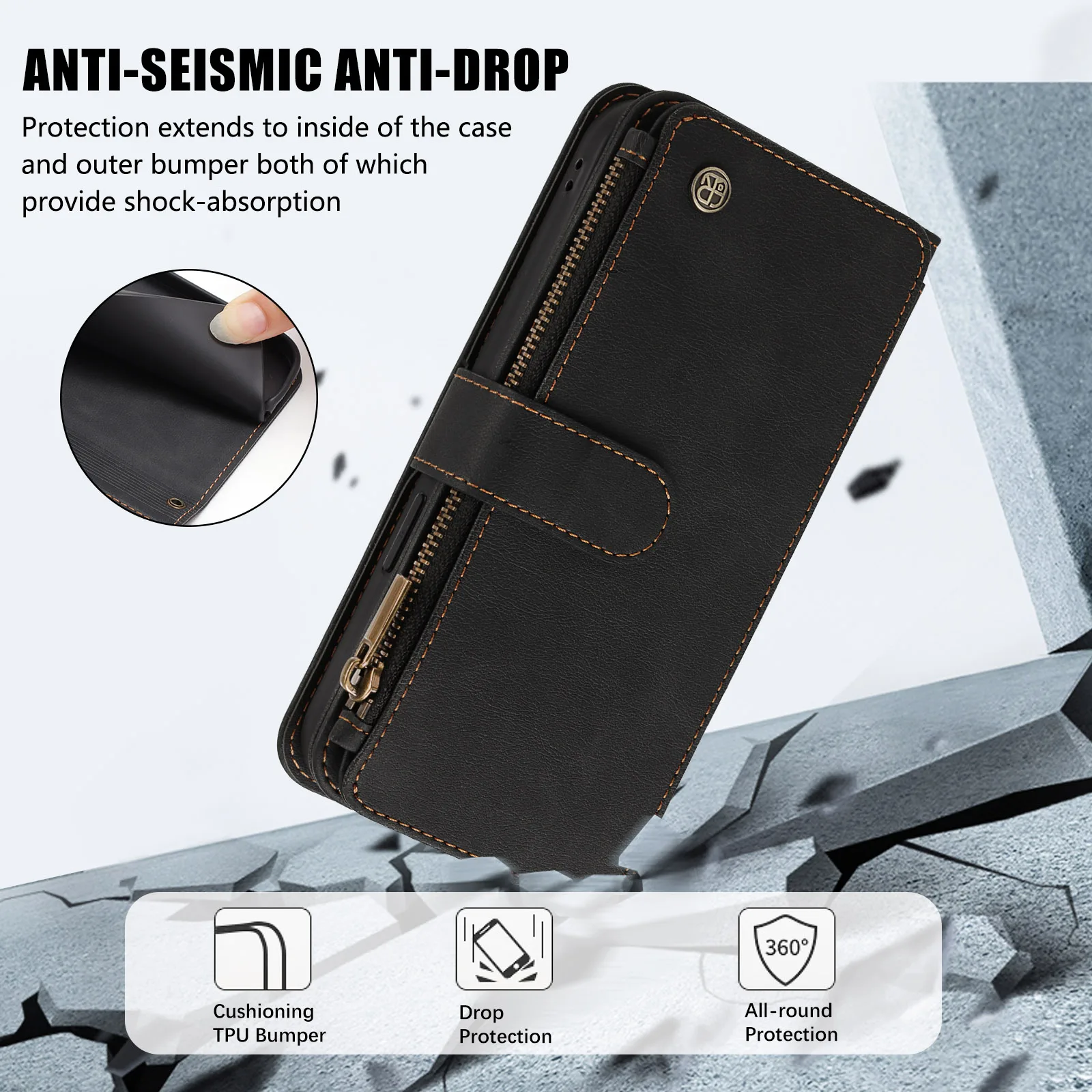 Flip PU Leather Phone Case For Huawei Mate 80 Pro Max Nova 16 Pro 15 P90 PRO MAX Zipper Pocket Wallet Multi Card Holder Cover