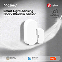 MOES Zigbee Smart Door Window Sensor with Light Detection,Wireless Magnetic Contact Alarm,Open Close APP Alert for Home Security