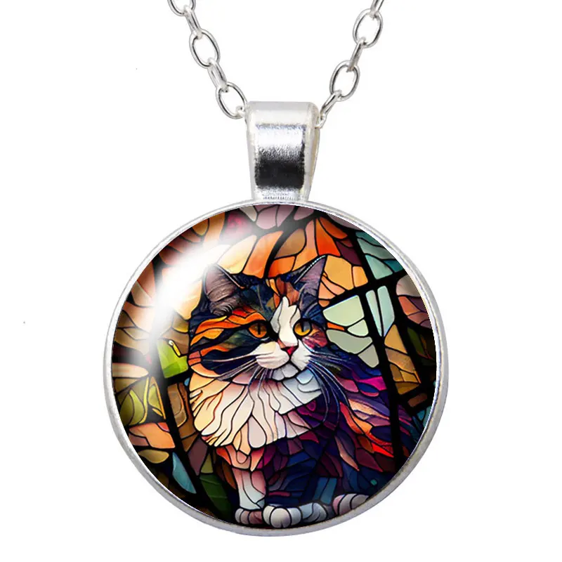 لطيف الكرتون القط الحب بات القطط صور جولة الزجاج كابوشون قلادة المفاتيح بروش دبوس الروائح مقاطع السيارات مجوهرات مخصصة #4