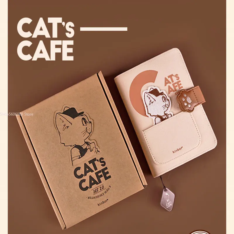 Cat Cafe Handbook Gift Set A6 Scrapbook Birthday Gift Graduation Gift Women\'s Cute Diary Notebook Teacher\'s Day Gift