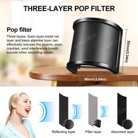 Kondensatormikrofon Popfilter Metallnät Skum Inspelningsmikrofon Vindskydd Sköld för A8 A6V K669 Mikrofontillbehör 8 best sales mikrofonskumskydd - №5