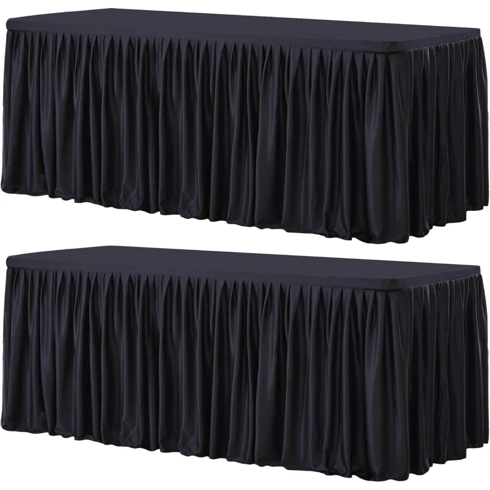 

Черные прямоугольные скатерти из полиэстера для столов на 6 футов, эластичные чехлы из 2 упаковок для вечеринок