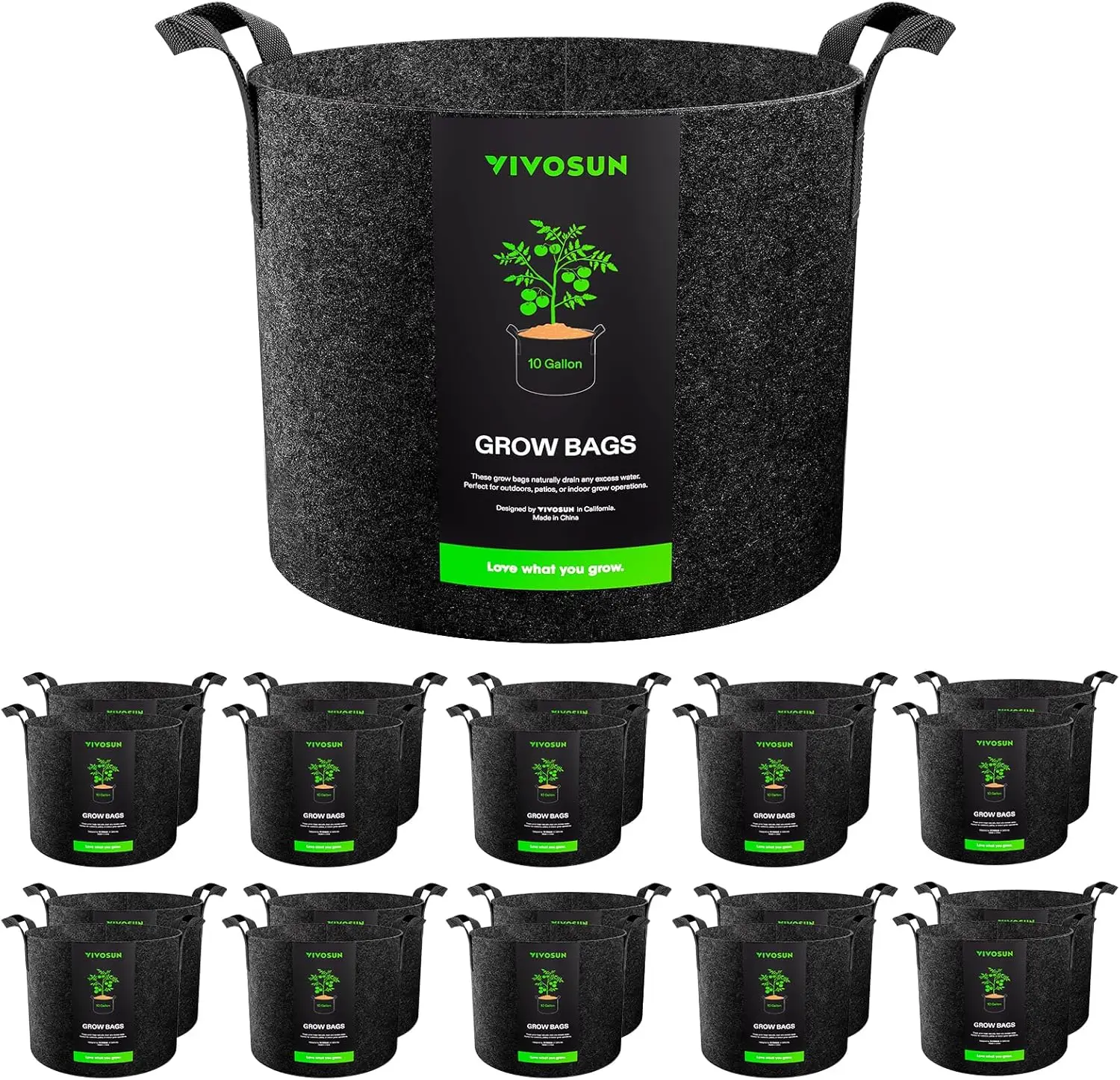 

20-Pack 10 Gallon Grow Bags, Heavy Duty Thickened Nonwoven Fabric Pots with Handles for Flowers Vegetables Fruits