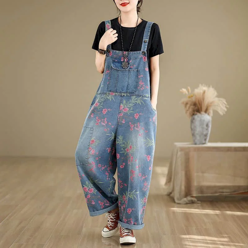

Oversized Blue Playsuits Denim Jumpsuits for Women Summer New Loose High Waist Cross-Pants Overalls for Women Clothes One-pieces