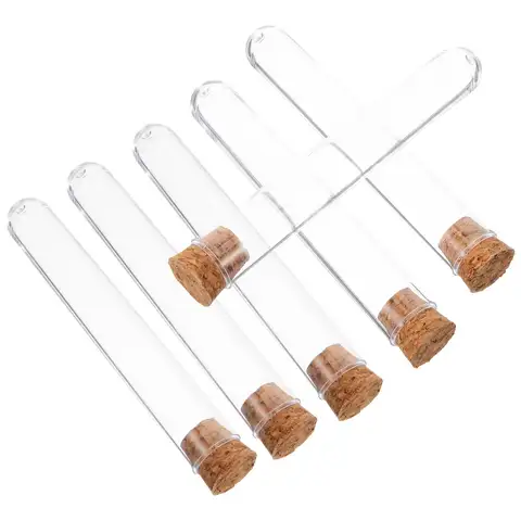 30PCS lab Test Tubes With Cork Clear Plastic Test Tube Wooden Plugs Test Bottle For Scientific Experiments Terrarium 7.8x1.3cm
