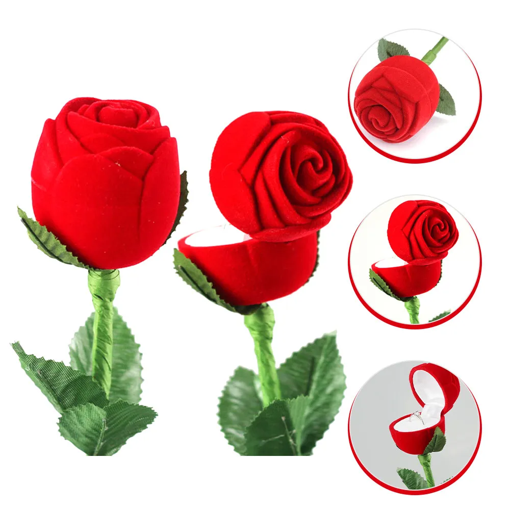 

2Pcs Creative Rose Style Ring Box Bright Color Decorative Jewelry Box for Engagement Rings Wedding Ceremony Ring Storage and