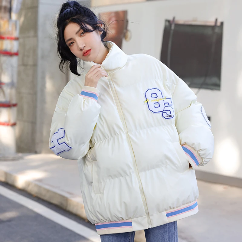 

Women Winter 2022 New Warm White Duck Down Jacket Short Fashion Handsome Student Down Jackets Female Large Size Loose Outwear