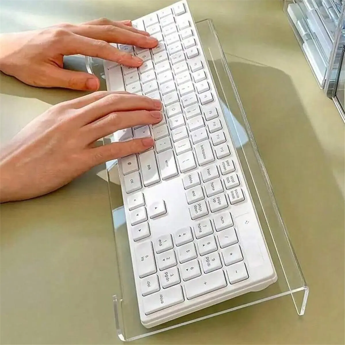 ABNH Acrylic Computer Keyboard Stand Keyboard Riser Lift Tray Non-Slip Transparent Desktop Keyboard Holder Supplies