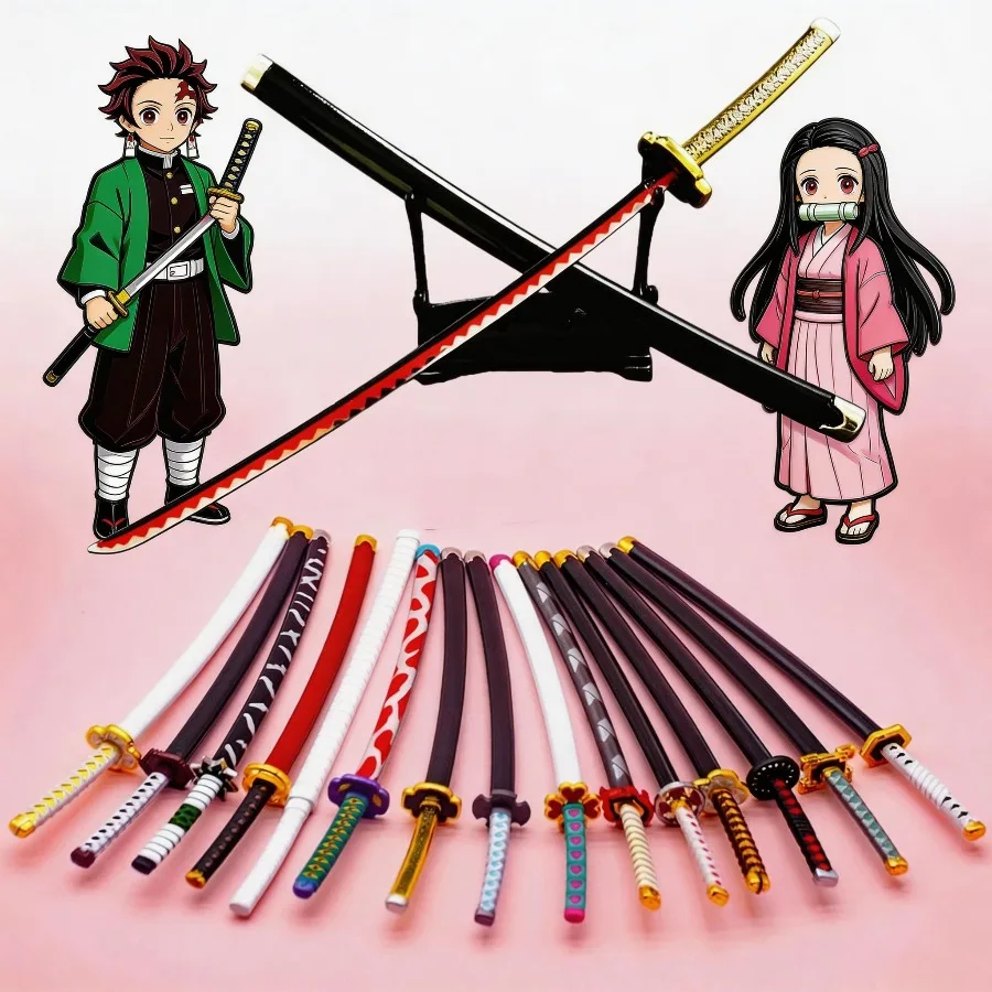 Figura de Metal de 10 Pulgadas del Cazador de Demonios, Katana Japonesa en Miniatura, Espada Pequeña, Réplica Original de Samurai, Decoración, Regalo