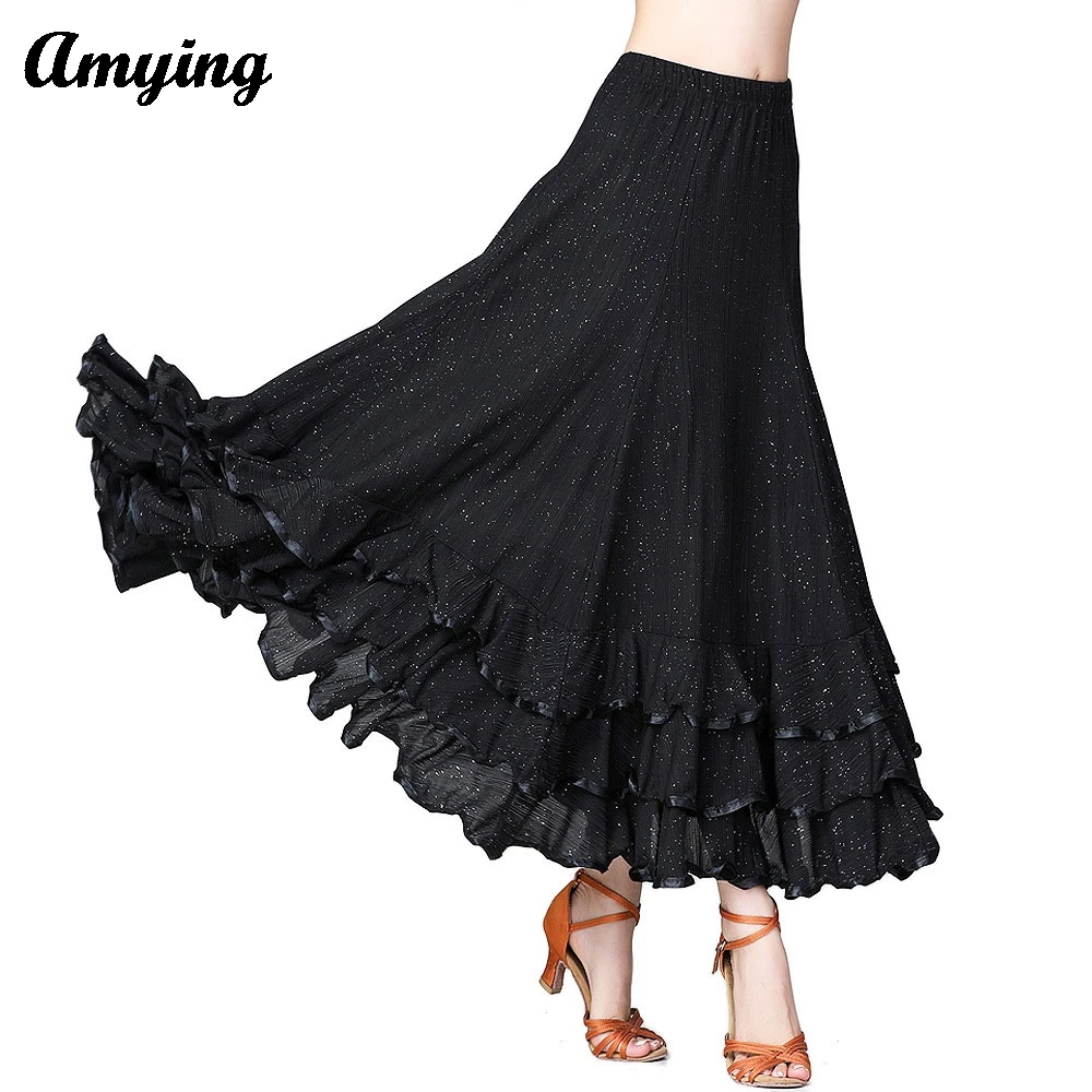 

Women New Modern Dance Big Swing Dress Half Length Skirt Waltz Dance Rumba Ballroom Dancing Sequin Competition Performance Dress