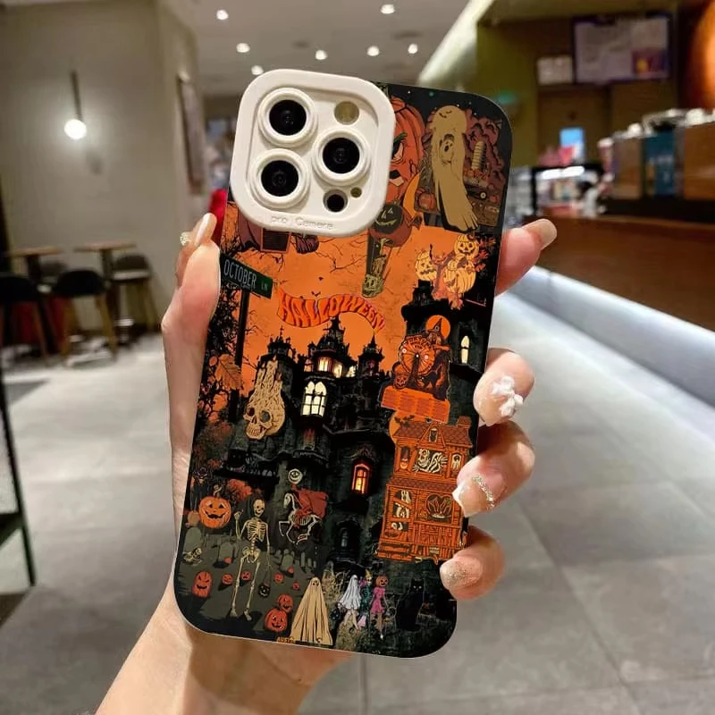 ハロウィンゴーストキャッスル柄スマホケース Apple iPhone 17 16 15 Pro Max 14 Plus 13 12 11 17Air 16E ソフトカバー