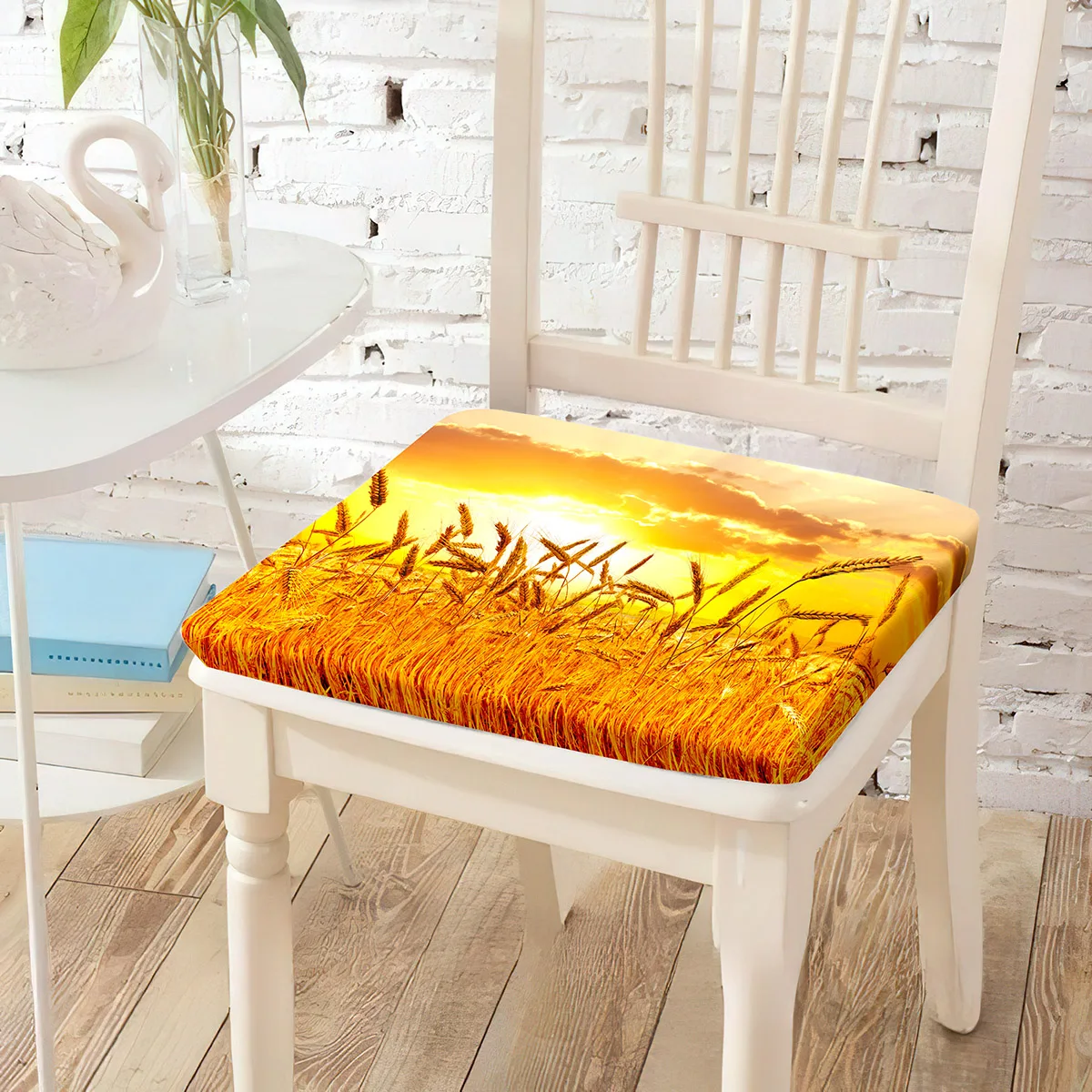 Field Summer Sky Wheat Print Chair Cushion Square Breathable Mat Exquisite Edge Chairs Pad for Balcony Outdoors RV Home Decor