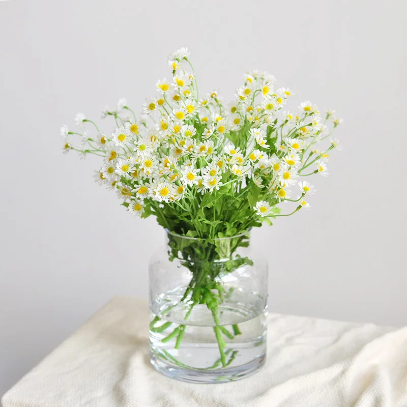 1 Bunch 30 Heads Artificial Chamomile Flower Plastic Mini Daisy Bouquet For Home Wedding Decor DIY Fake Floral Arrangement Craft