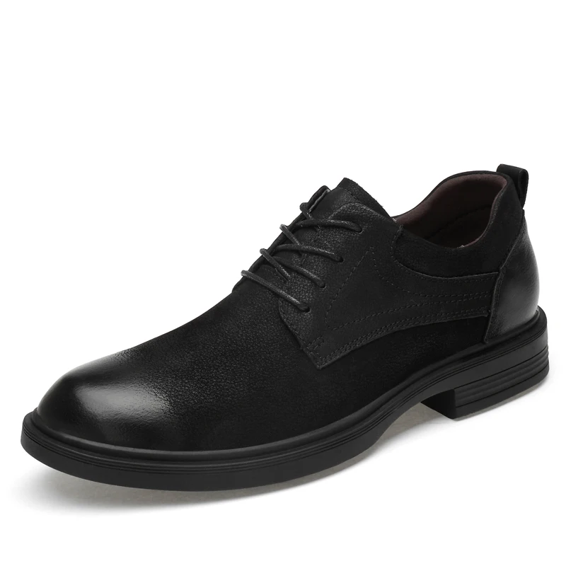 Men's  Derby Uniform Dress Oxford Shoes Formal Cow Genuine Leather Low-top Lace Up Work & Safety Plus Big Size Spring Round-toe