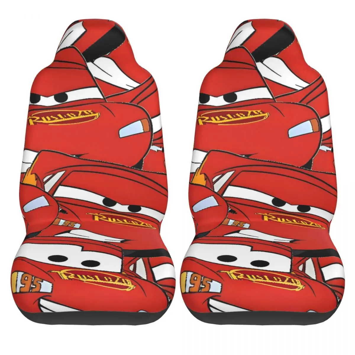 

Чехлы на автомобильные сиденья Lightning MCqueen из двух частей, высококачественные автомобильные чехлы на сиденья, гибкий чехол из полиэстера для такси