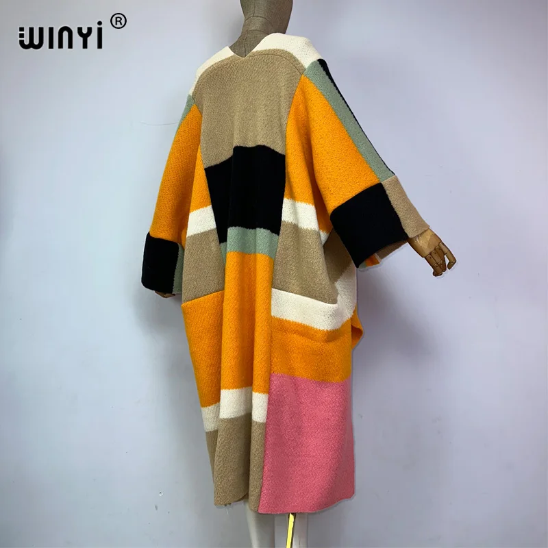 2023 WINYI woman Winter Knitted cardigan Loose Christmas Fashion hipster party dress Thick Warm Female jacket kaftan long coat