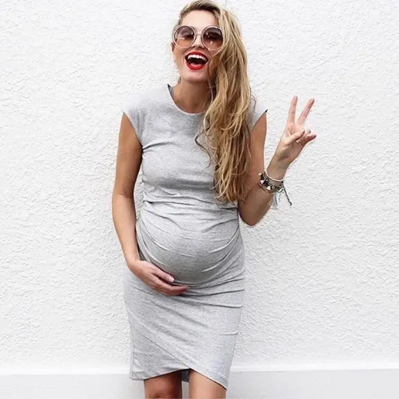 Pregnancy Autumn Dresses Pregnant Women Sleeveless Bodycon Casual Mother Home Maternity Mummy Clothes