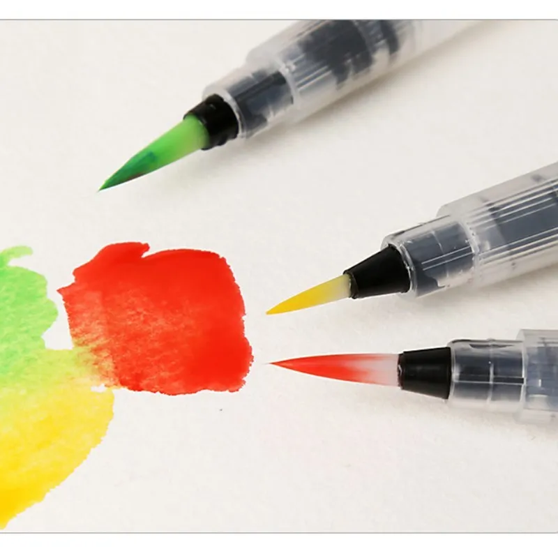 3pcs/lot Refillable Coloured Drawing Pen Painting Brush for Painter Students Calligraph Drawing Pen with Water Tank Penholder