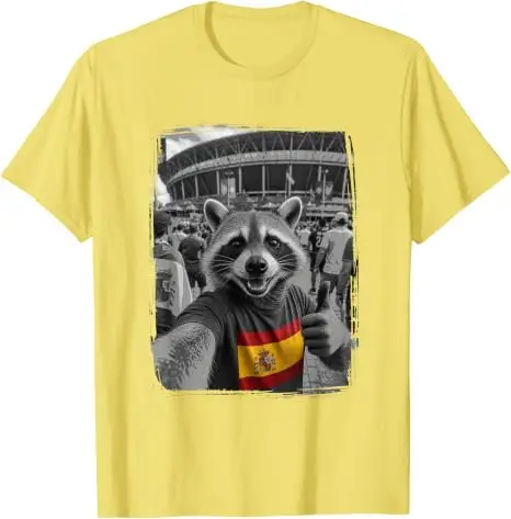 Spanische Flagge Waschbär-Selfie Lustiges Spanien Patriotisches T-Shirt Y2k Waschbär-Selfie im Stadion mit Spanien-Landesflaggen-Grafik-T-Shirt – Detail 12