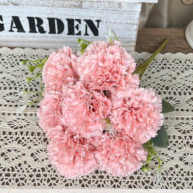 7-köpfiger künstlicher Nelkenstrauß – künstliche Blumen, für Tischdekoration zu Hause, Hochzeitsdekoration, Partydekoration und Weihnachtsgeschenke – Detail 8