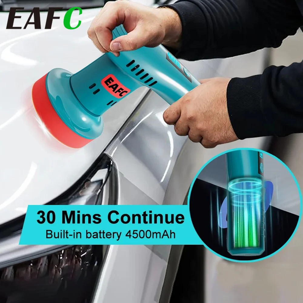 EAFC 4500mAh Portable Electric Polisher 3-Speed Regulation Car Waxer Buffer for Tile Marble Auto Detailing & Surface Sealing